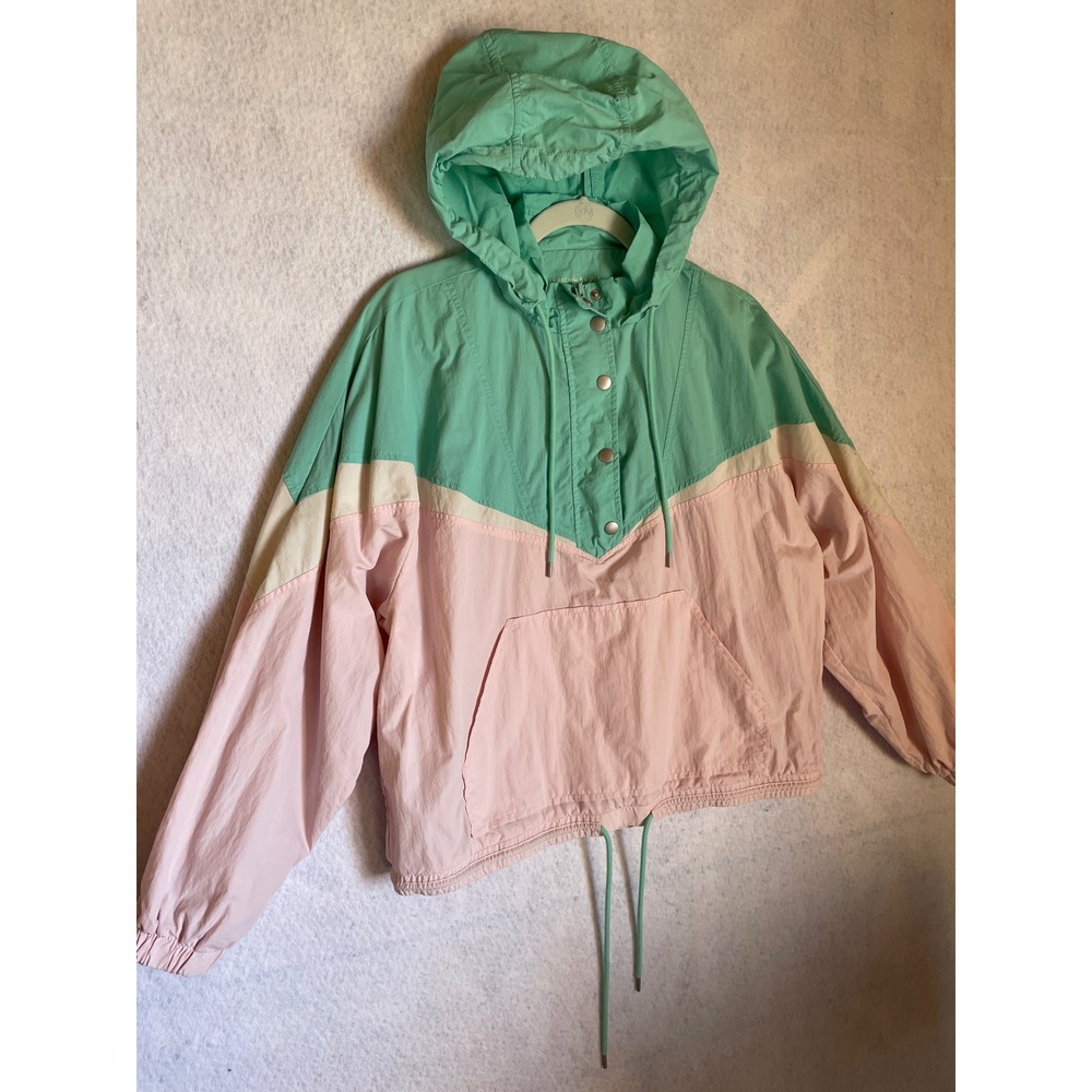 American Eagle Colorblock Anorak Windbreaker Pastel Pink Mint Green Small